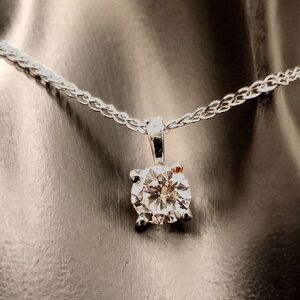 1.00 Carat Genuine Moissanite Solitaire Pendant Rhodium Over Sterling Silver